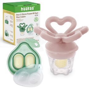 Haakaa Clover Baby Fruit Freeer Teether & Mini Freezer Nibber Tray-Mini Silicone Breastbancy Mould for Baby Beading Righting & Telf-Tefle in Kuwait