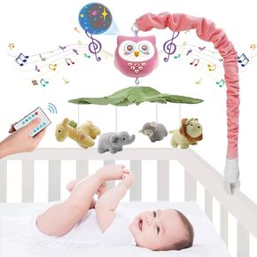 Baby Crib Mobile with Music and Lights for Boys Musical Mobile Safari Animals for Girl Crib Bassinet Toys Hanging Portable Baby Mobile for Pack and Play