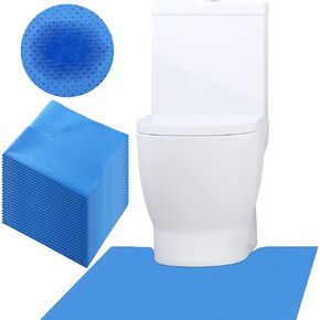 Peryiter 25 Pack Disposable Toilet Mats Absorbent Toilet Floor Protector from Urine, 24" x 22" U Shaped Non Slip Around Commode Potty Training Floor Mat Protector for Urine Adult(Blue)