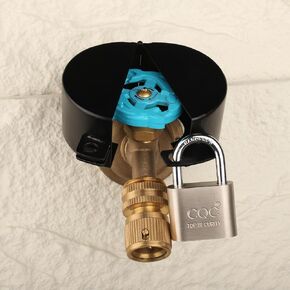 Metallic White Outdoor Faucet Lock (with Padlock) - Water Spigot Lock - Child Proof Exterior Faucet Lock