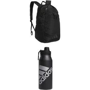adidas Defender 5 Team Sports Backpack (33L) Durable Large Athletic Gym Laptop Travel Bag, Black/White, One Size