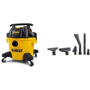 DEWALT DXV06P 6 Gallon Poly Wet/Dry Vac, Yellow - Includes WS17854A 1-7/8-Inch Shop Vacuum Attachment Kit
