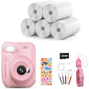 Kids Instant Print Camera, 3.0-Inch HD Screen 32MP Photo Instant Digital Camera Christmas Birthday Gifts Toys for Toddle Children Girls Boys Age 3-12