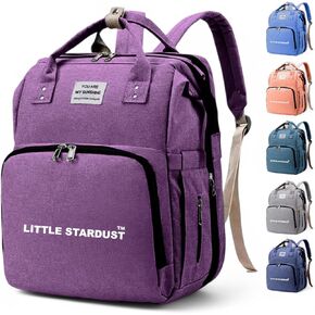 Baby Diaper Bag Backpack is a large, water-resistant lavender | purple travel diaper tote for moms and dads, featuring spacious compartments and a multi-function, easy-use design.