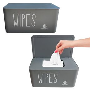 Moorfowl 2 Pack Baby Wipes Dispenser,Upgarde Size(8.2L x 4.9W x 3.9H inches), Wipes Container Holder Flushable for Bathroom