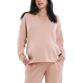 Motherhood Maternity Women's Long Sleeve V-Neck Scuba Pullover Nursing Hoodie