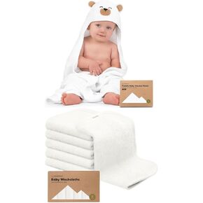 KeaBabies Baby Hooded Towel and Organic Baby Washcloths - Baby Towel, Toddler Towels, Hooded Towels for Baby - Soft Baby Wash Cloths for Newborn, Kids