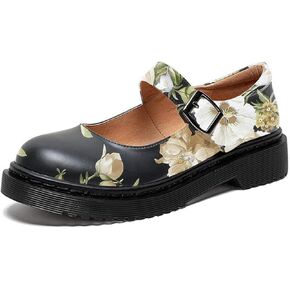 YDN Women Classic Round Round Tee Tee Mary Jane Flats Platform قابل للتعديل القابل للتعديل