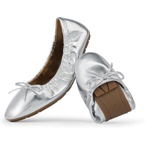 DREAM PAIRS Women's Flats Foldable Square Toe Ballet Flats for Women Bowknot Dressy Comfortable Light Weight Slip On Dress Shoes