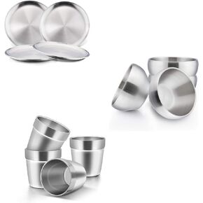 HaWare 12-Piece Kids Dinnerware Set for 4, Stainless Steel Tableware Set, Includes Kids Bowl, Cups, Plates, Reusable Toddler Utensils, Unbreakable & Durable for Home Picnic Restaurant, Dishwasher Safe