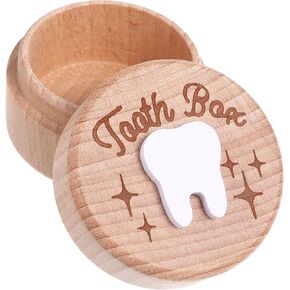 Tooth Fairy Door Hanger, 1.57 Inches First Tooth Keepsake Box Teeth Keepsake Put Under Pillow, Dropped Tooth Keepsake Storage Wood Fairy Holder Gift for Boy Girl Baby (Original Wood Color)
