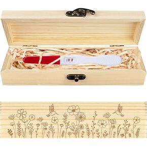 CHGCRAFT Pregnancy Test Keepsake Box Hummingbirds Wooden Pregnancy Announcement Gifts Box with Raffia Ribbon and Lock Announcement Gifts for Dad Husband, 8x2x1.2inch in Kuwait