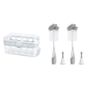 Munchkin® High Capacity Dishwasher Basket, 1 Pack, Grey & Sponge™ Bottle Brush, Grey, 2 Count (Pack of 1)