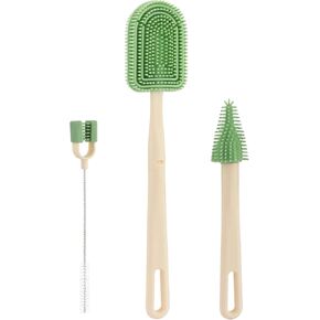 Chuya 4 in 1 Silicone Bottle Brushes Cleaner Set,with Baby Bottle Brush,Nipple Brush, Straw Brush,Bottle Interface Brush Easy to Carry for Travel Home Use