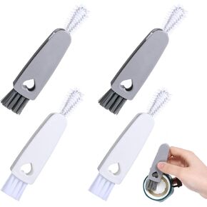 4Pcs 3 in 1 Cup Lid Cleaning Brush, Crevice Cleaning Brush Set Mini Multi-Functional Cleaning Brush Portable Cup Lid Cleaner with Brush Baby Bottle Cleaning Tools Home Kitchen Crevice Cleaning Tools