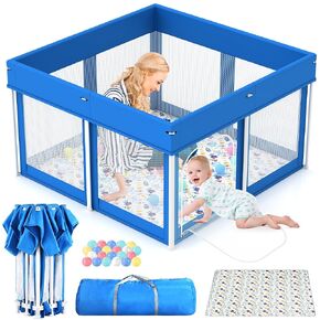 Playpen Playpen القابلة للطي ، 50 "× 50" Play Playpen للأطفال والأطفال الصغار 1-3 ، و Playpen Playpen مع MAT ، و PREAN FENCE CORSERALES PARA