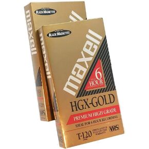 أشرطة Maxell Maxell الفارغة عالية المستوى T -120 Hgx Gold 6 ساعات فيديو - 2 حزمة