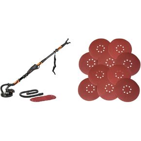 WEN DW5062 Variable Speed 5-Amp Drywall Sander with 15-Foot Dust Hose, Black & WEN 6369SP120 120-Grit Hook and Loop 9-Inch Drywall Sander Sandpaper, 10-Pack