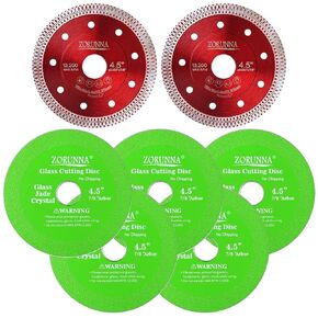 5 PCS 4.5" x 7/8" Glass Cutting Disc & 2PCS 4.5" x 7/8" Tile Saw Blades