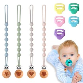 9 Pack Silicone Pacifier Clip with Adapter Ring for Philips Avent Soothie, One-Piece Soft Binky Clips Holder & Silicone Pacifier Adapter fit Soothie, Newborn Baby Essentials for Teething Relief