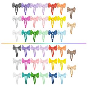 Baby Hair Clips Barrettes for Toddlers Girls with 20 Colors Ribbon Bow, 2" Inch Colorful Hair Accessories Snaps for Toddler, 40pcs per pack