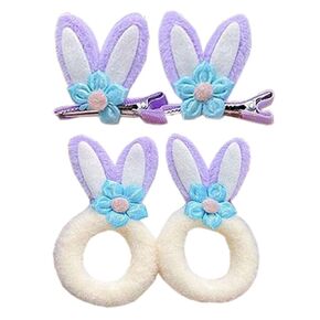 Easter Rabbit Bunny Ear Hair Clip Pink Ear Hair Pin for Baby Girls Easter Day Costume Hair Accessories 4 Pack TSFJ36 (Pink New)