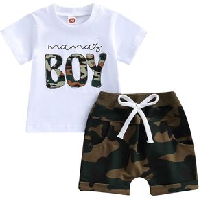 Toddler Baby Boy 2 Piece Outfits Letter Print Short Sleeve T Shirt Elastic Waist Shorts Set Summer Clothes