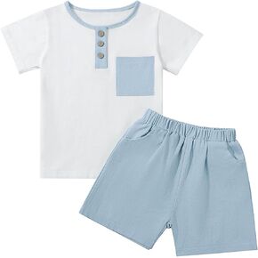Toddler Baby Boy Summer Outfit Short Sleeve T Shirt Shorts Outfits Infant Beach Casual 2Pcs Clothes Set 1-5 Years