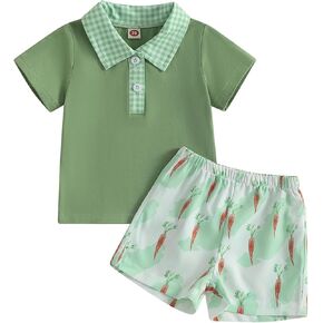 Madjtlqy Big Brother Little Sister Outfits Baby Easter Outfit Carrot Print T-Shirt Shorts Set for Boy Bunny Romper for Girl