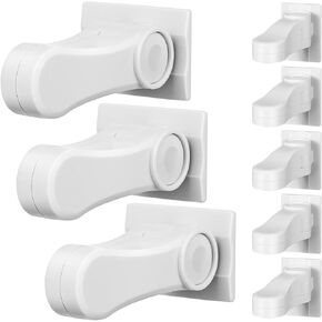 Vaguelly 8 Packs Child Proof Door Lever Lock,Toddler Proof Door Lock,Durable ABS,Adhesive No Drilling Door Lever Handle Locks for Child Safety