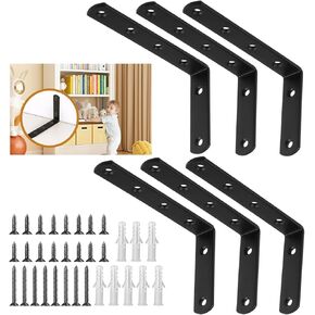 6 Pcs Furniture Wall Anchors Anti Tip Baby Proofing for Safety Securing 400 lbs Dresser Bookcase to Wall Heavy Duty Furniture Anchors Kit for Cabinet Dresser Bookshelf