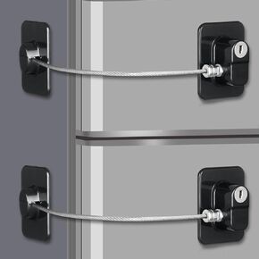 3 Pack Refrigerator Lock with 6 Keys for Kids, Heavy Duty Fridge Lock, Child Proof Cabinet Locks, Freezer Lock, Drawers, Dishwasher, Toilet No Drilling, Black (3 Pack)