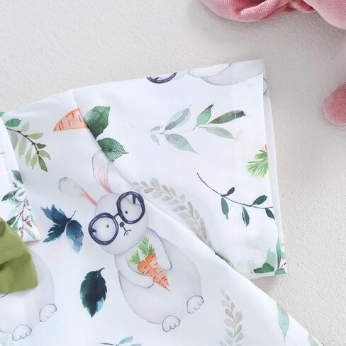 MAINESAKA Toddler Baby Boy Easter Outfit Bunny Print Short Sleeve Button Down Shirt and Shorts Set 2 Piece Summer Clothes in Saudi Arabia
