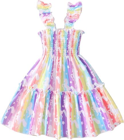 Little Girls Dress for Toddler Fairy Dresses Baby Kids Rainbow Princess Dress Kids Beach Sleeveless Sundress 2-7 Years in Kuwait