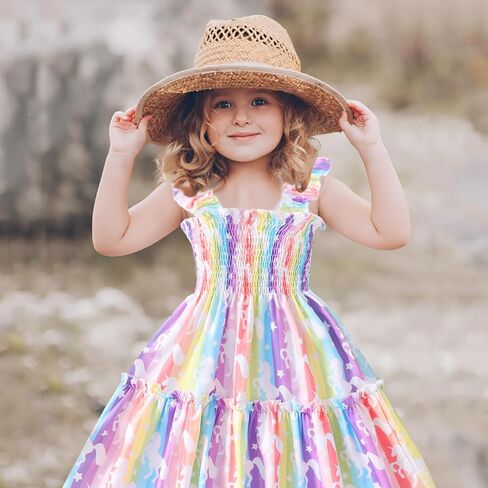 Little Girls Dress for Toddler Fairy Dresses Baby Kids Rainbow Princess Dress Kids Beach Sleeveless Sundress 2-7 Years in Kuwait