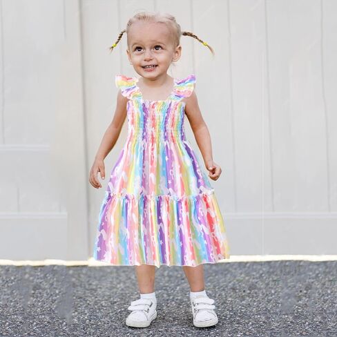 Little Girls Dress for Toddler Fairy Dresses Baby Kids Rainbow Princess Dress Kids Beach Sleeveless Sundress 2-7 Years in Kuwait