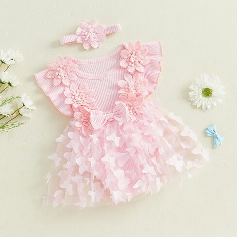 Newborn Dresses Baby Girl Summer Outfit Ruffle Short Sleeve Lace Mesh Tutu Romper Dress Photography Clothes Set in Saudi Arabia