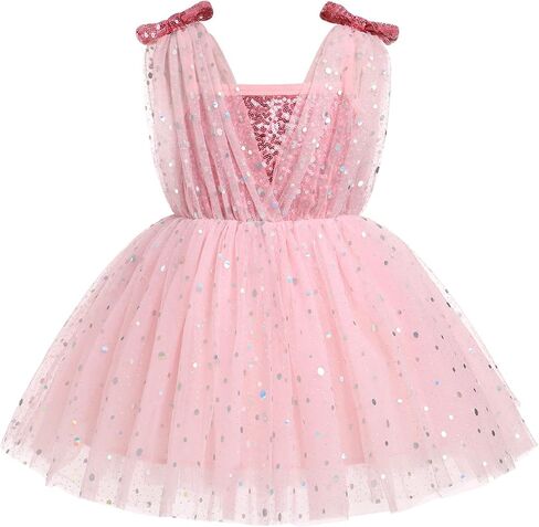 Obeeii Baby Girl Sequin Dress Toddler Serveless Sparkly Tulle Birthday Party Dress Flower Girl Princess Photshoot Dress in Kuwait