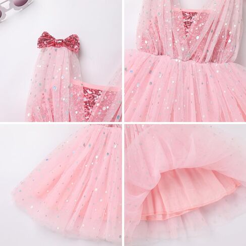 Obeeii Baby Girl Sequin Dress Toddler Serveless Sparkly Tulle Birthday Party Dress Flower Girl Princess Photshoot Dress in Kuwait