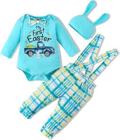 VINUOKER Baby Boy 3pcs Suspender Gentlemen Outfits Set in Saudi Arabia