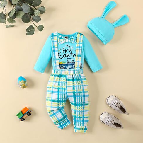 VINUOKER Baby Boy 3pcs Suspender Gentlemen Outfits Set in Saudi Arabia