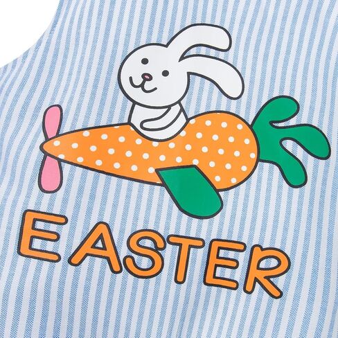 Bakjuno Toddler Baby Boys Girls First Easter Tearfits Bunny Pattern Sumpender Romper Blue Stripes Pants Easter Gets in Kuwait