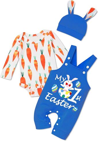 Baby Boy Easter outfit Cute Gentle Romper Top Overall Pant Infant Newborn Clothes Sets in Kuwait