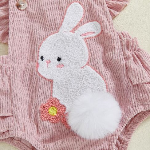 Baby Girl Outfit Summer Bunny Onesie Bubble Romper Embroidery Square Neck Rabbit Clothes in Saudi Arabia