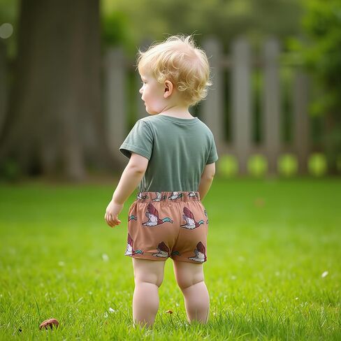 Kaipiclos Baby Boys Cloths Toddler Summer Todfits Short Sleeve Duck Print Pocket Tops و Shorts Farm Viril Absy in Kuwait