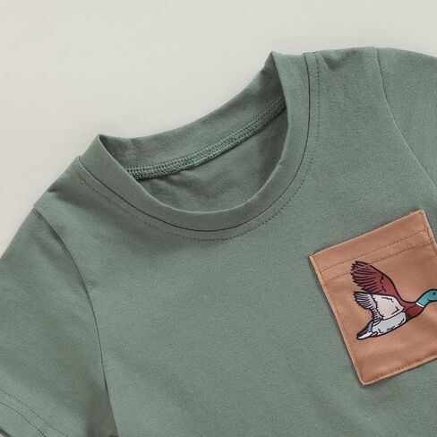 Kaipiclos Baby Boys Cloths Toddler Summer Todfits Short Sleeve Duck Print Pocket Tops و Shorts Farm Viril Absy in Kuwait