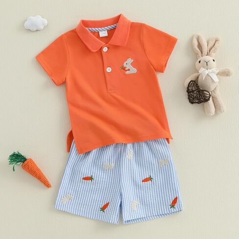 Baby Boys Girls Easter Watter Thort Shirt Sleeve T-Shirt مطابقة شورتات مجموعة الجزر طباعة 2 قطعة عطلة الملابس in Kuwait