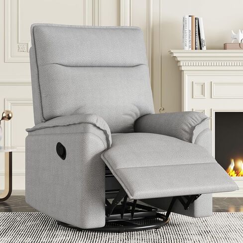 FANYE 360°Swivel Glider Recliner Rocker Chair Linen Upholstered Sofachair,Modern Living Room Nursery Rocker Recliner Chair Manual Reclining Glider Armchair with Pillow-Top Armrests for Home Office in Saudi Arabia