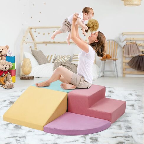 Soft Climbing Indoor Set for Toddlers - 4PCS Foam Climbing Blocks for Crawling, Sliding, and Active Play - Safe Toddler Climbing Toys for Ages 1-3 in Saudi Arabia