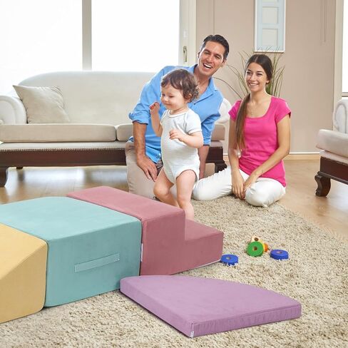Soft Climbing Indoor Set for Toddlers - 4PCS Foam Climbing Blocks for Crawling, Sliding, and Active Play - Safe Toddler Climbing Toys for Ages 1-3 in Saudi Arabia